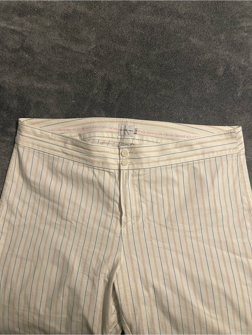 Calvin Klein Women’s Striped Cotton Pants — White Multi